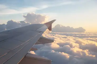 View above the clouds from an airplane